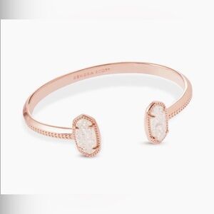 NEW Kendra Scott ELTON Cuff Bracelet Rose Gold Iridescent Drusy Dust Bag Gift
